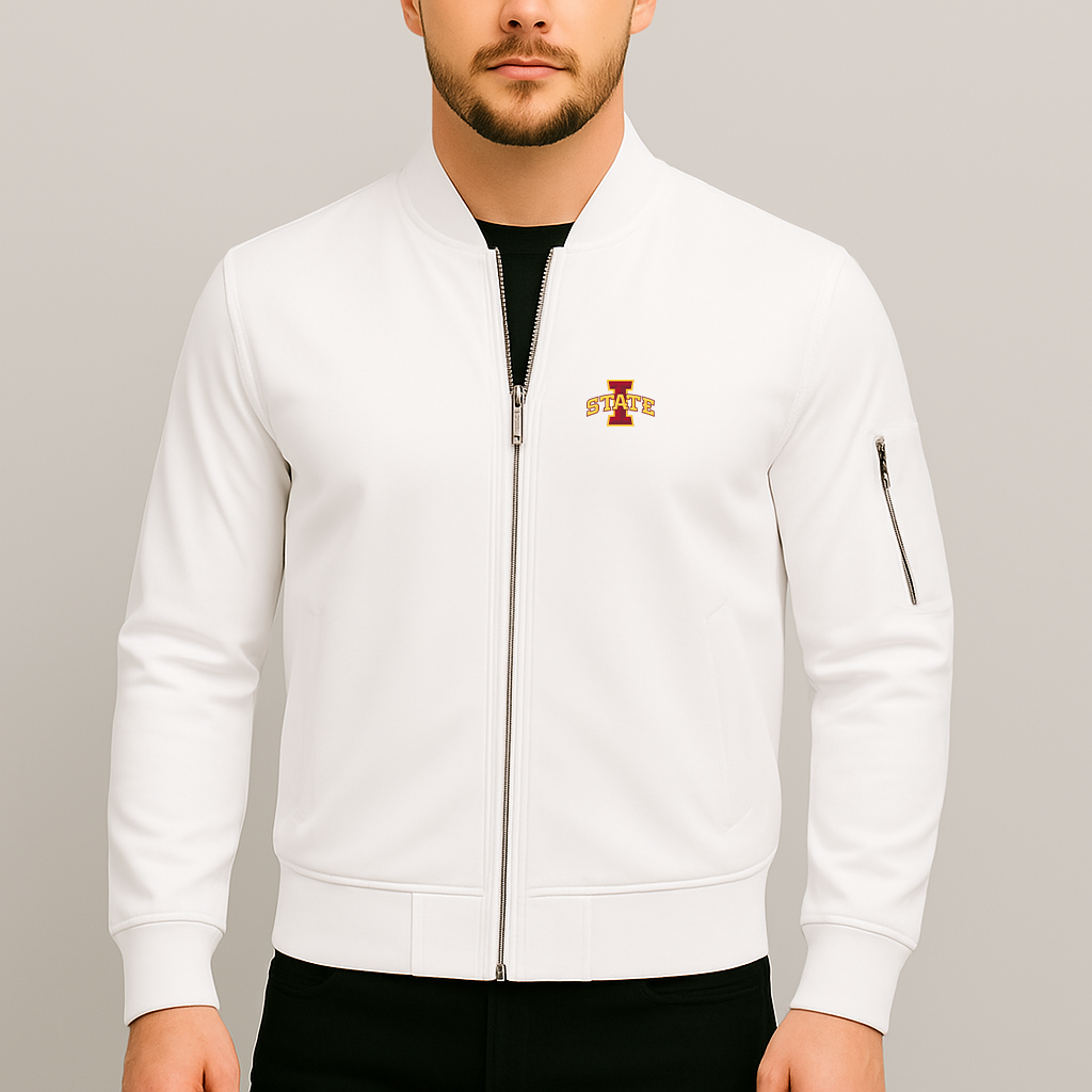 Men's Iowa State Cyclones Logo Lightweight Bomber Jacket Windbreaker Softshell Varsity Jacket Coat