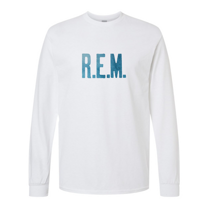 Men's  R.E.M. Blue  Gildan Heavy Cotton Long Sleeve T-Shirt