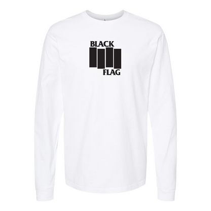 Men's Black Flag Logo Cotton Long Sleeve T-Shirt