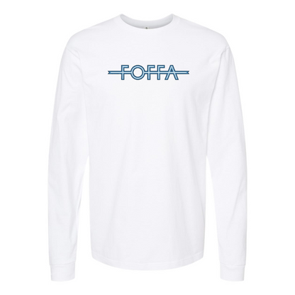 Men's Foffa Blue Logo Cotton Long Sleeve T-Shirt