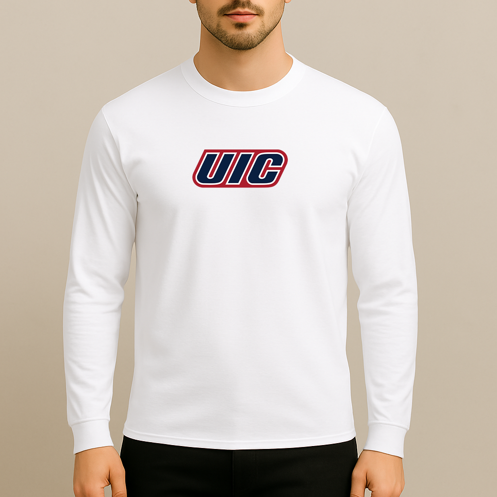 Men's Illinois Chicago Flames Logo Long Sleeve T-Shirt