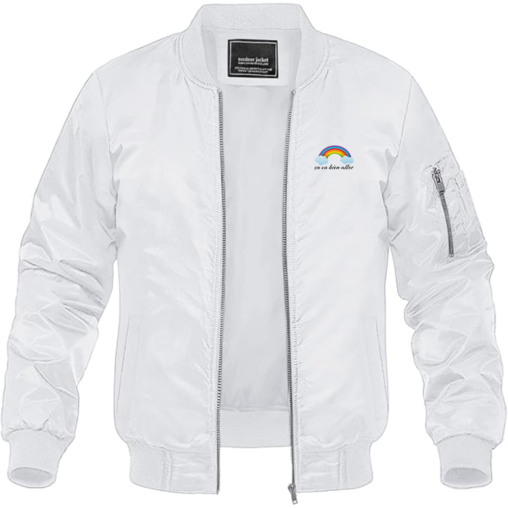 Men's Ça va bien aller Lightweight Bomber Jacket Windbreaker Softshell Varsity Jacket Coat