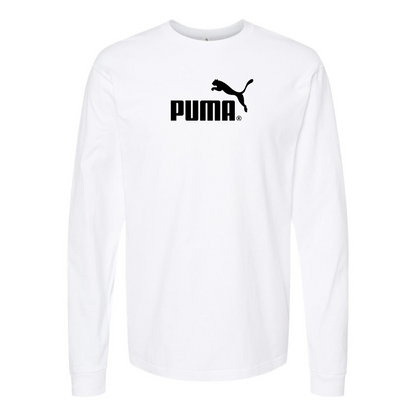 Men's Puma Logo Cotton Long Sleeve T-Shirt