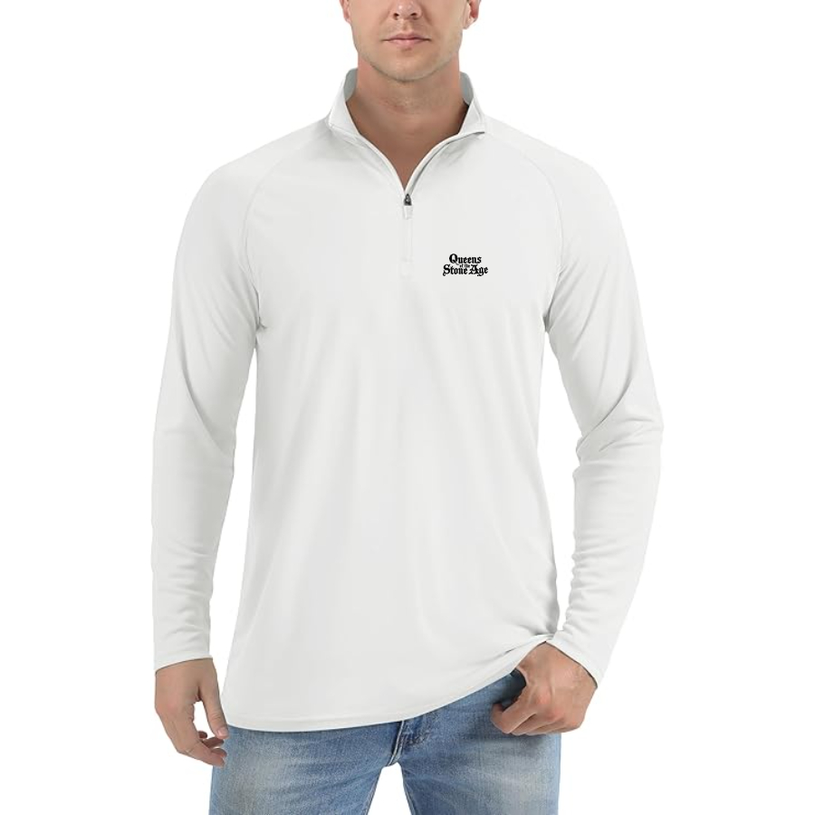 Men's Queens of the Stone Age Lightweight Quarter-Zip Athletic Shirt Long Sleeve Performance Wear