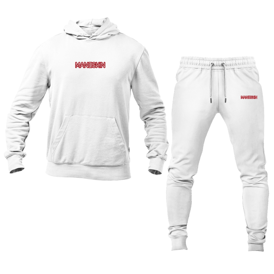 Men's Maneskin Red Neon Letter Logo Hoodie Joggers Set