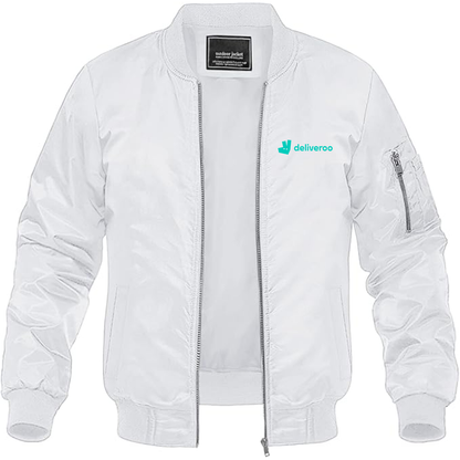 Men's Deliveroo Logo Lightweight Bomber Jacket Windbreaker Softshell Varsity Jacket Coat