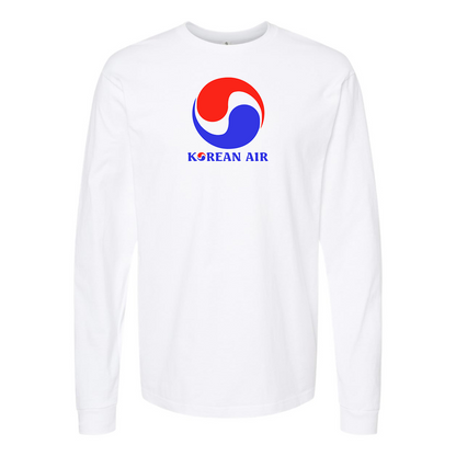 Men's Korean Air Logo Cotton Long Sleeve T-Shirt