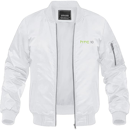 Men's HTC 10 Logo Lightweight Bomber Jacket Windbreaker Softshell Varsity Jacket Coat