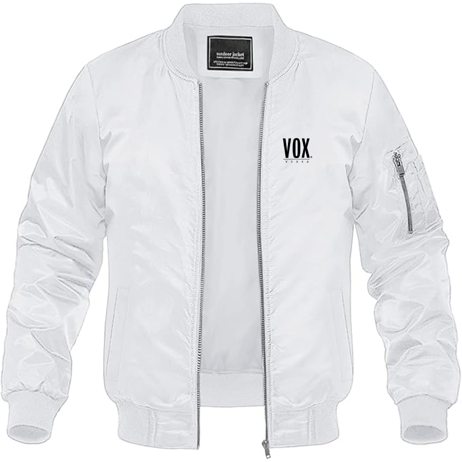 Men's Vox Logo Lightweight Bomber Jacket Windbreaker Softshell Varsity Jacket Coat
