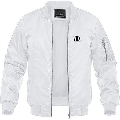 Men's Vox Logo Lightweight Bomber Jacket Windbreaker Softshell Varsity Jacket Coat