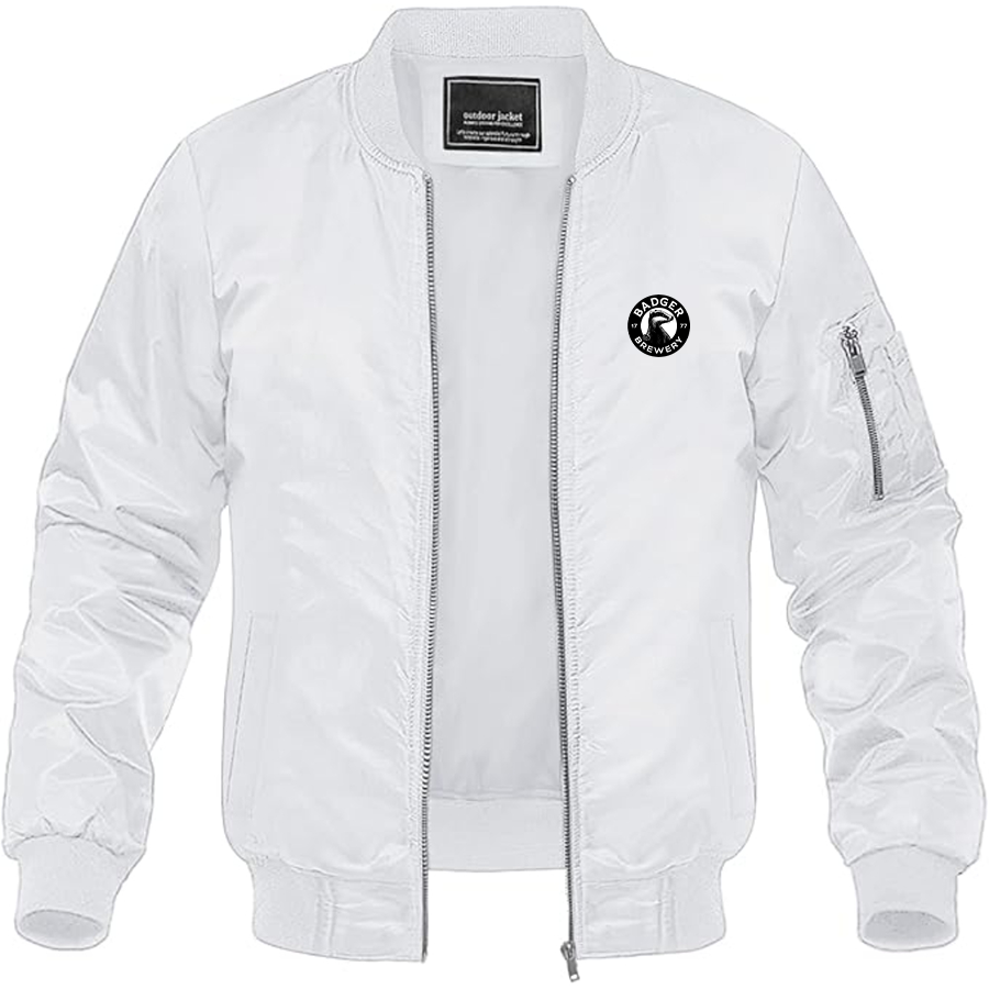 Men's Badger Brewery Logo Lightweight Bomber Jacket Windbreaker Softshell Varsity Jacket Coat