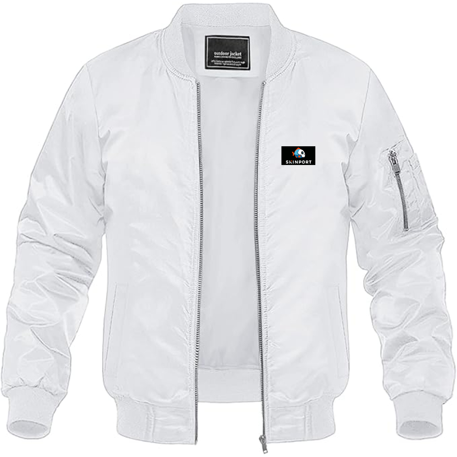 Men's Skinport  Logo Lightweight Bomber Jacket Windbreaker Softshell Varsity Jacket Coat