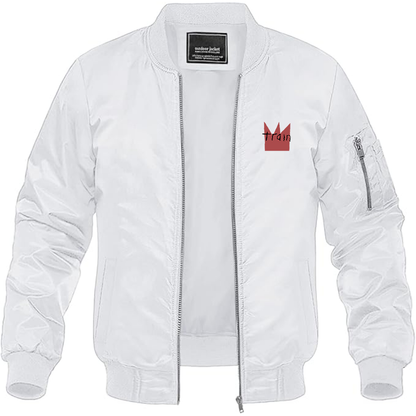 Men's Train Logo Lightweight Bomber Jacket Windbreaker Softshell Varsity Jacket Coat
