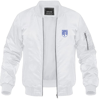 Men's ARO Logo Lightweight Bomber Jacket Windbreaker Softshell Varsity Jacket Coat