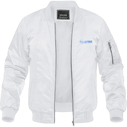 Men's SAIC Motor Logo Lightweight Bomber Jacket Windbreaker Softshell Varsity Jacket Coat