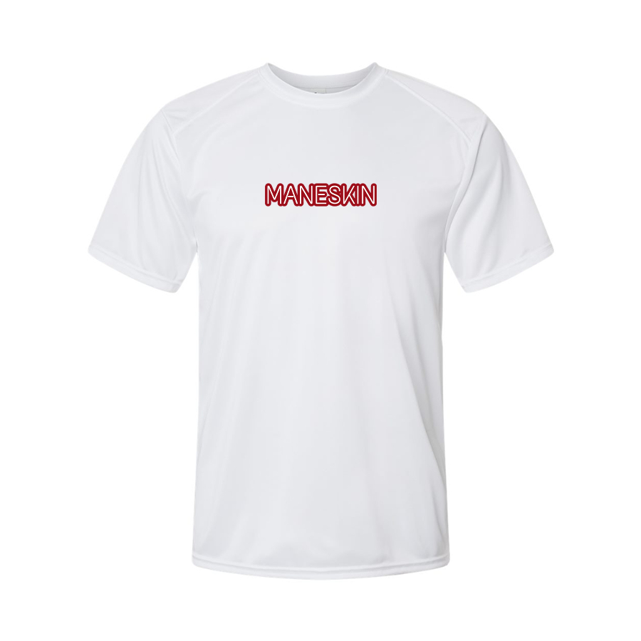 Men's Maneskin Red Neon Letter Logo Performance T-Shirt