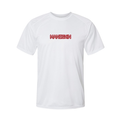 Men's Maneskin Red Neon Letter Logo Performance T-Shirt