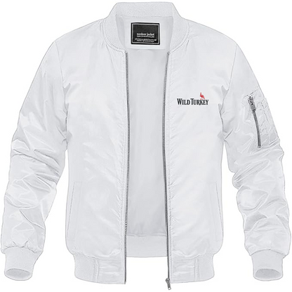 Men's Wild Turkey Logo Lightweight Bomber Jacket Windbreaker Softshell Varsity Jacket Coat