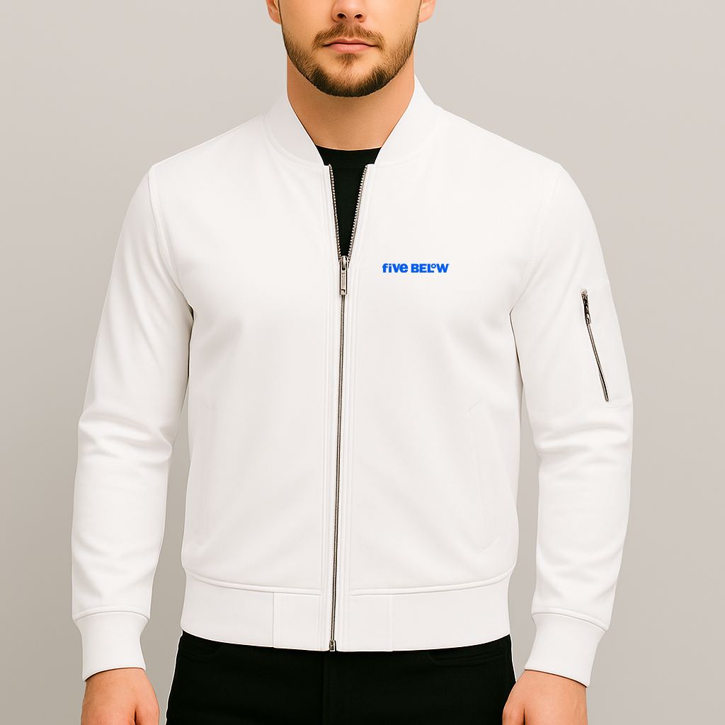 Men's Five Below Logo Lightweight Bomber Jacket Windbreaker Softshell Varsity Jacket Coat