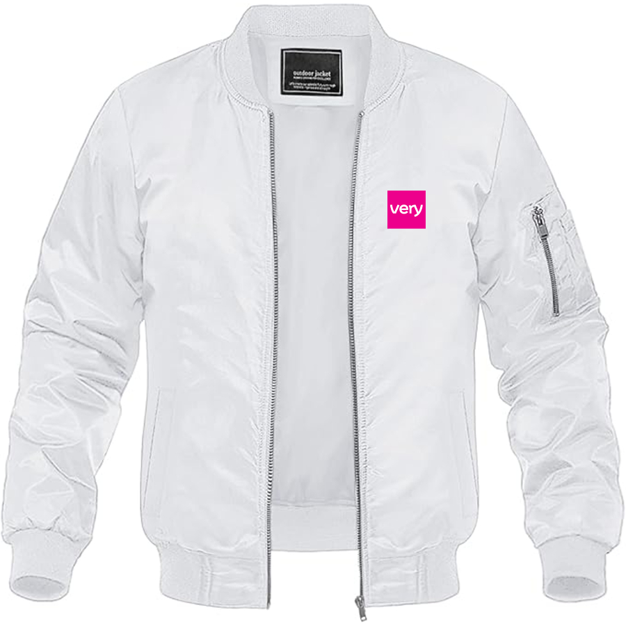 Men's Very Logo Lightweight Bomber Jacket Windbreaker Softshell Varsity Jacket Coat
