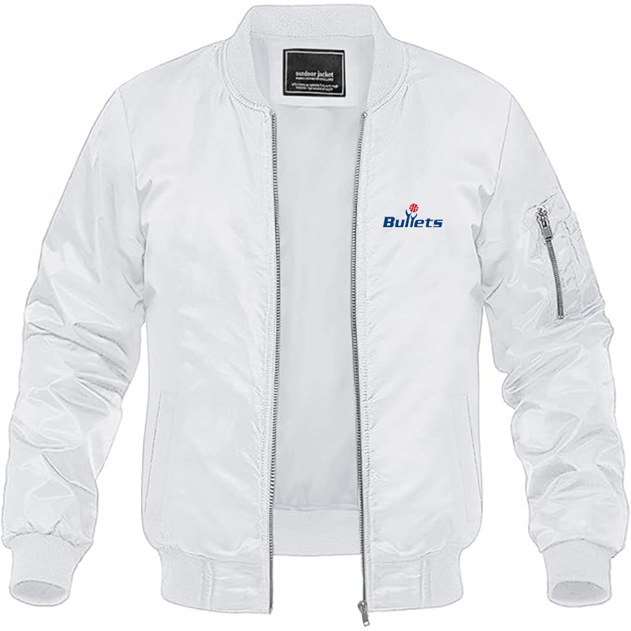Men's Baltimore Bullets Logo Lightweight Bomber Jacket Windbreaker Softshell Varsity Jacket Coat