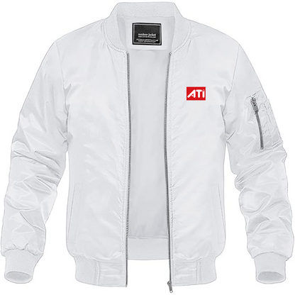 Men's ATI Logo Lightweight Bomber Jacket Windbreaker Softshell Varsity Jacket Coat