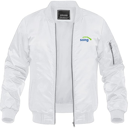 Men's Song Logo Lightweight Bomber Jacket Windbreaker Softshell Varsity Jacket Coat