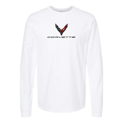 Men's Corvette Logo Cotton Long Sleeve T-Shirt
