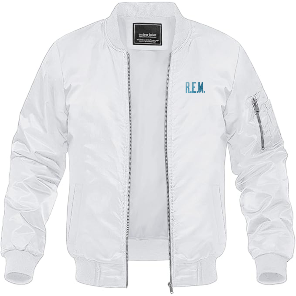 Men's R.E.M. Blue  Lightweight Bomber Jacket Windbreaker Softshell Varsity Jacket Coat