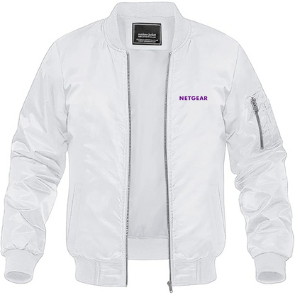 Men's Netgear Logo Lightweight Bomber Jacket Windbreaker Softshell Varsity Jacket Coat