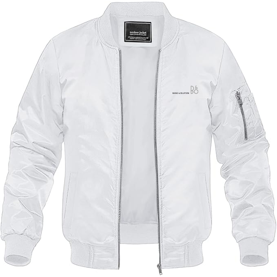 Men's Bang and Olufsen Logo Lightweight Bomber Jacket Windbreaker Softshell Varsity Jacket Coat