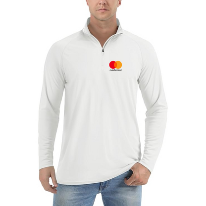 Men's Mastercard Logo Lightweight Quarter-Zip Athletic Shirt Long Sleeve Performance Wear