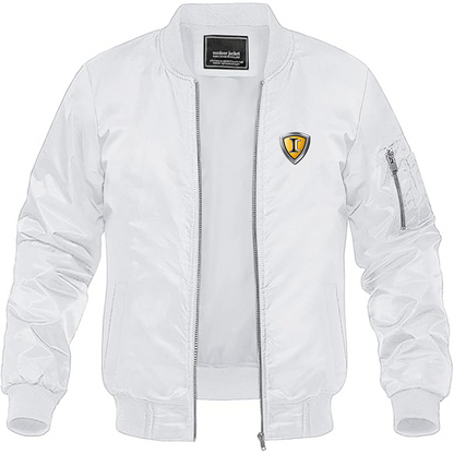 Men's IC Bus Logo Lightweight Bomber Jacket Windbreaker Softshell Varsity Jacket Coat