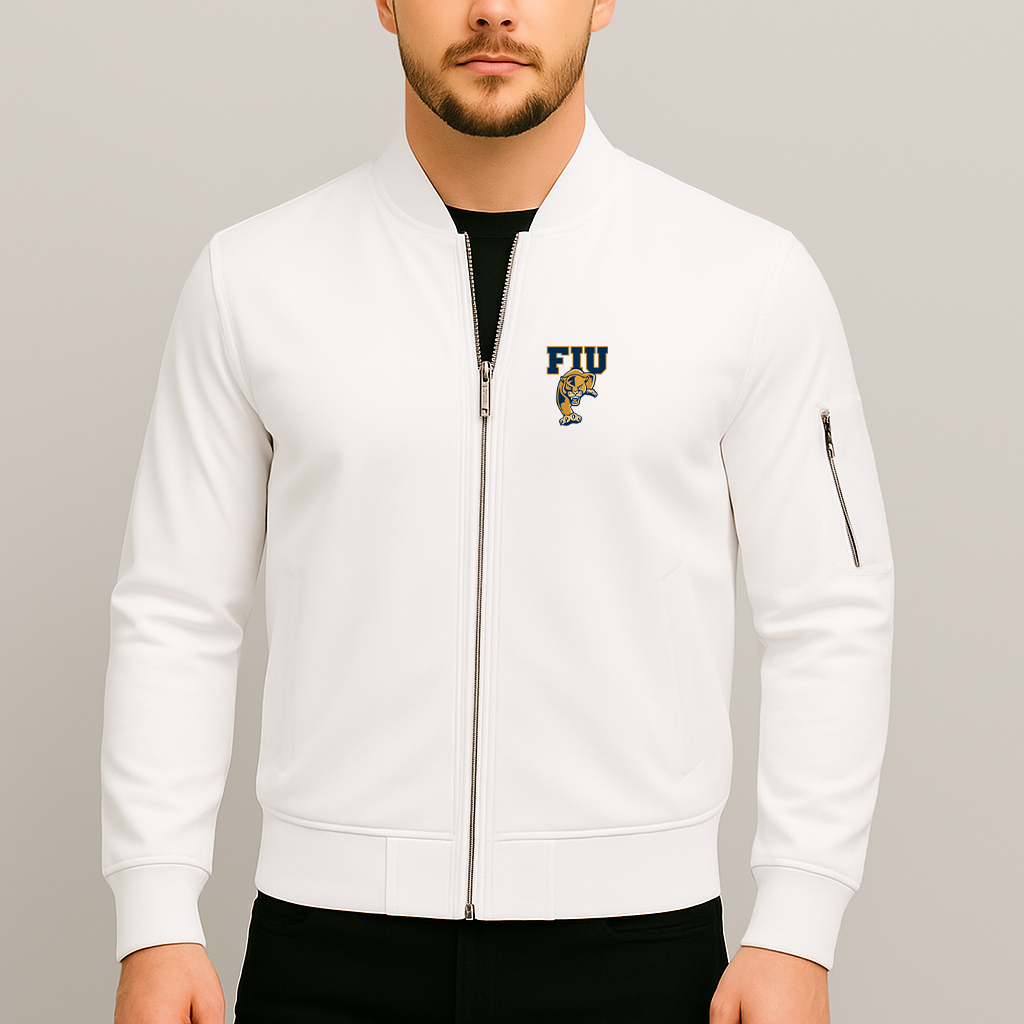 Men's FIU Panthers Logo Lightweight Bomber Jacket Windbreaker Softshell Varsity Jacket Coat