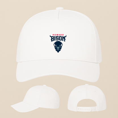 Howard Bison Logo Five Panel Twill Snapback Cap