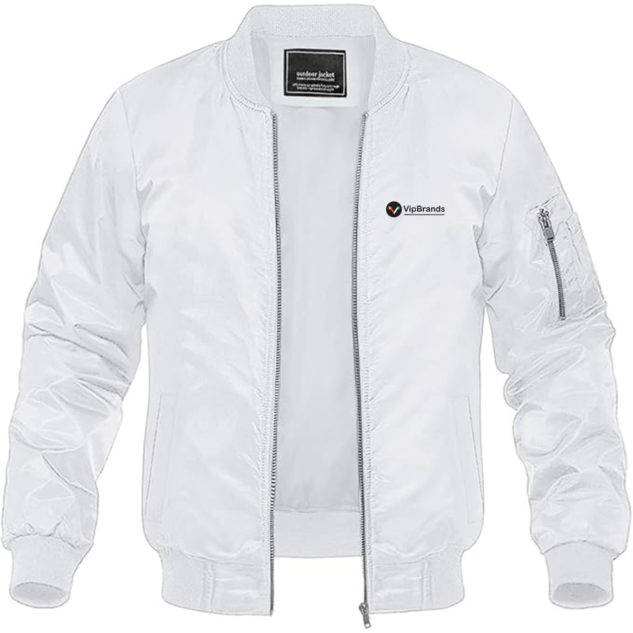 Men's VipBrands Logo Lightweight Bomber Jacket Windbreaker Softshell Varsity Jacket Coat