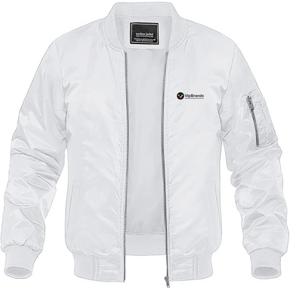 Men's VipBrands Logo Lightweight Bomber Jacket Windbreaker Softshell Varsity Jacket Coat