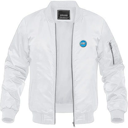 Men's Wit Beverage Company Logo Lightweight Bomber Jacket Windbreaker Softshell Varsity Jacket Coat