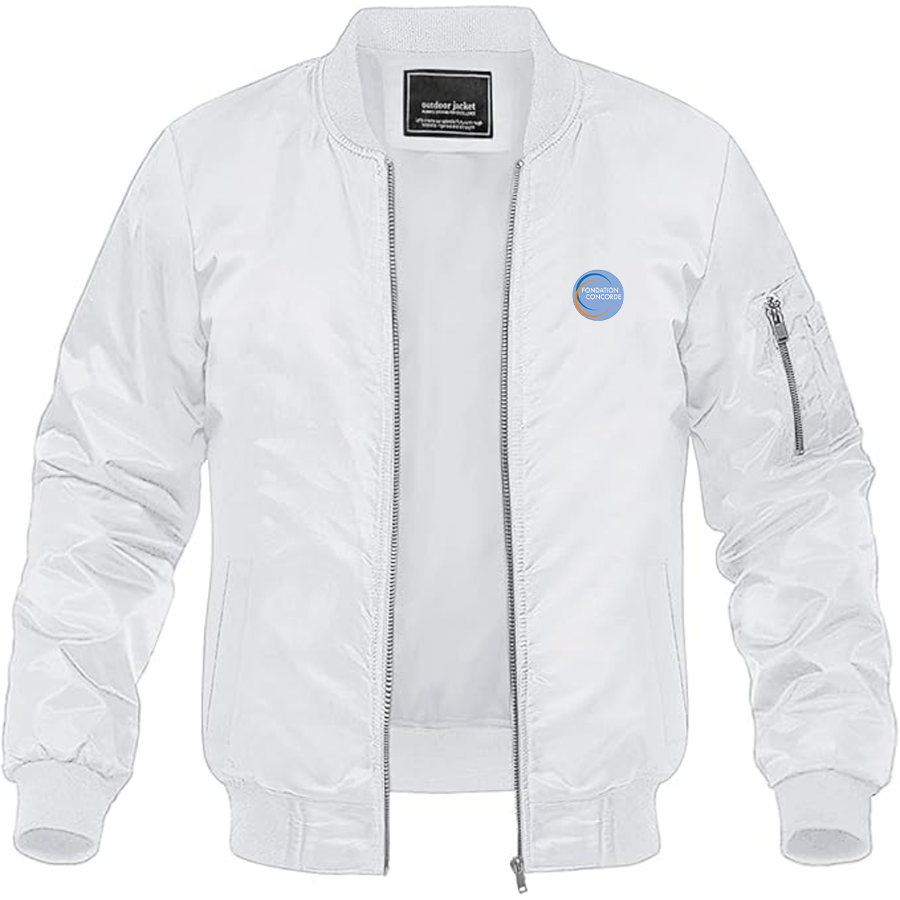 Men's Fondation Concorde Logo Lightweight Bomber Jacket Windbreaker Softshell Varsity Jacket Coat
