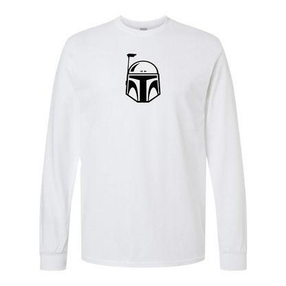 Men's Star Wars Boba Fett Helmet Gildan Heavy Cotton Long Sleeve T-Shirt