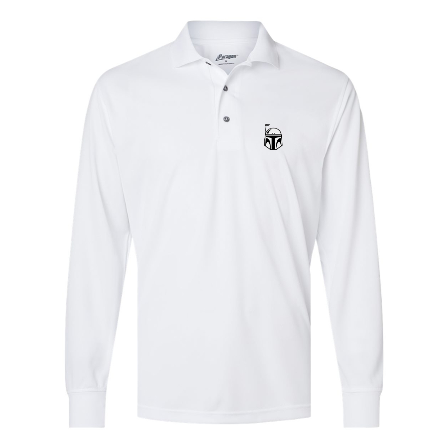 Men's Star Wars Boba Fett Helmet  Paragon Prescott Long Sleeve Polo