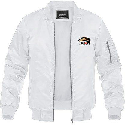 Men's SIU Edwardsville Cougars Logo Lightweight Bomber Jacket Windbreaker Softshell Varsity Jacket Coat