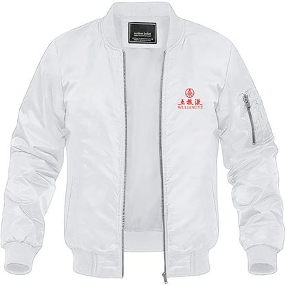 Men's Wuliangye  Logo Lightweight Bomber Jacket Windbreaker Softshell Varsity Jacket Coat