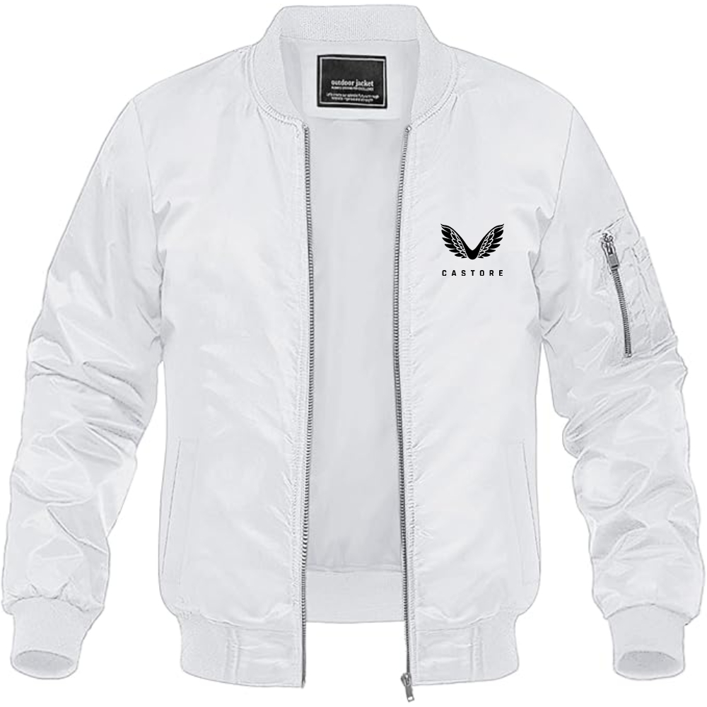 Men's Castore Logo Lightweight Bomber Jacket Windbreaker Softshell Varsity Jacket Coat