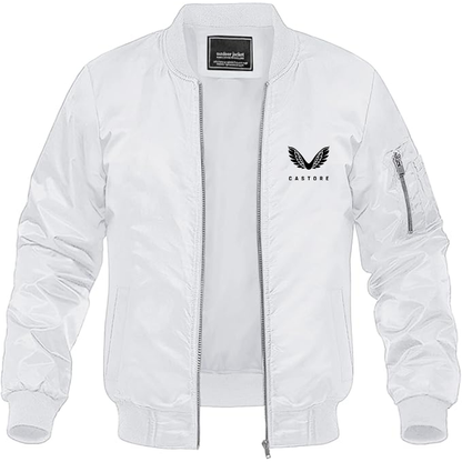 Men's Castore Logo Lightweight Bomber Jacket Windbreaker Softshell Varsity Jacket Coat