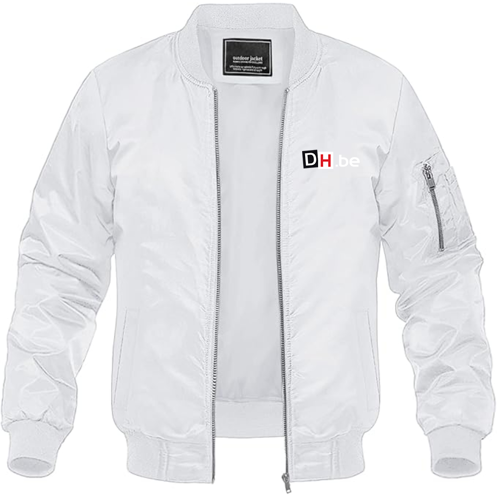 Men's DH Derniere Heure Logo Lightweight Bomber Jacket Windbreaker Softshell Varsity Jacket Coat