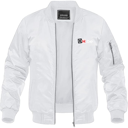Men's DH Derniere Heure Logo Lightweight Bomber Jacket Windbreaker Softshell Varsity Jacket Coat