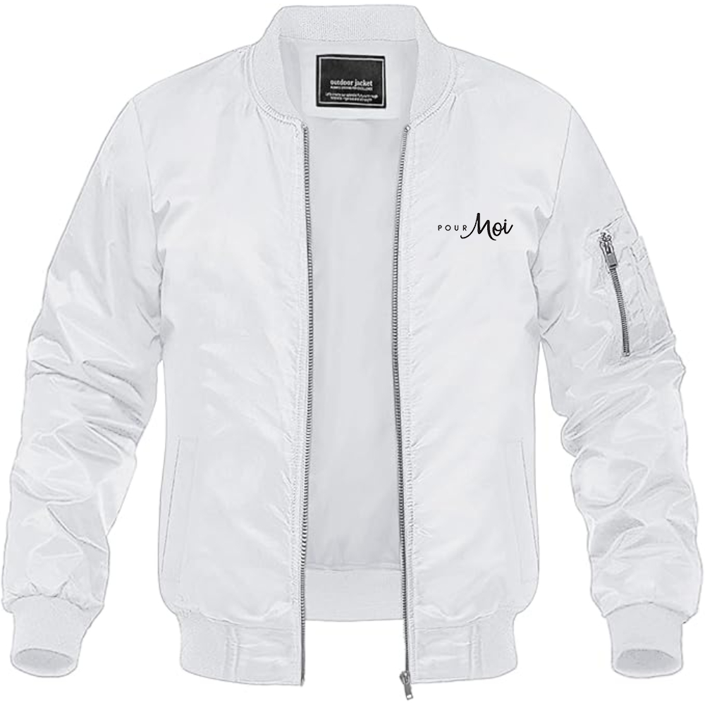 Men's Pour Moi Logo  Lightweight Bomber Jacket Windbreaker Softshell Varsity Jacket Coat