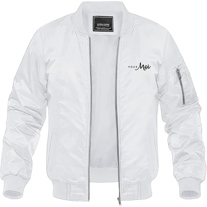 Men's Pour Moi Logo  Lightweight Bomber Jacket Windbreaker Softshell Varsity Jacket Coat