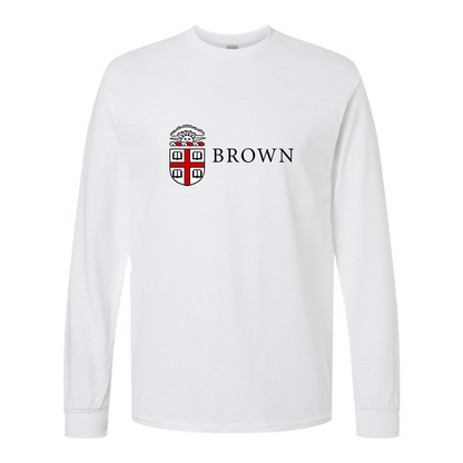 Men's Brown University Gildan Heavy Cotton Long Sleeve T-Shirt